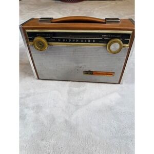 Vintage Sears Silvertone 800 AM Transistor Radio Cowhide Leather Tan Works